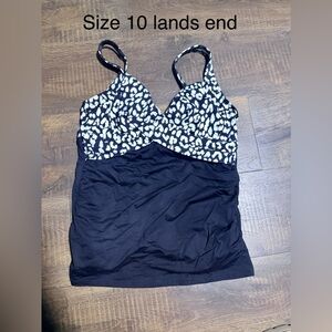 Lands end Black & White Leopard Print Tank Top